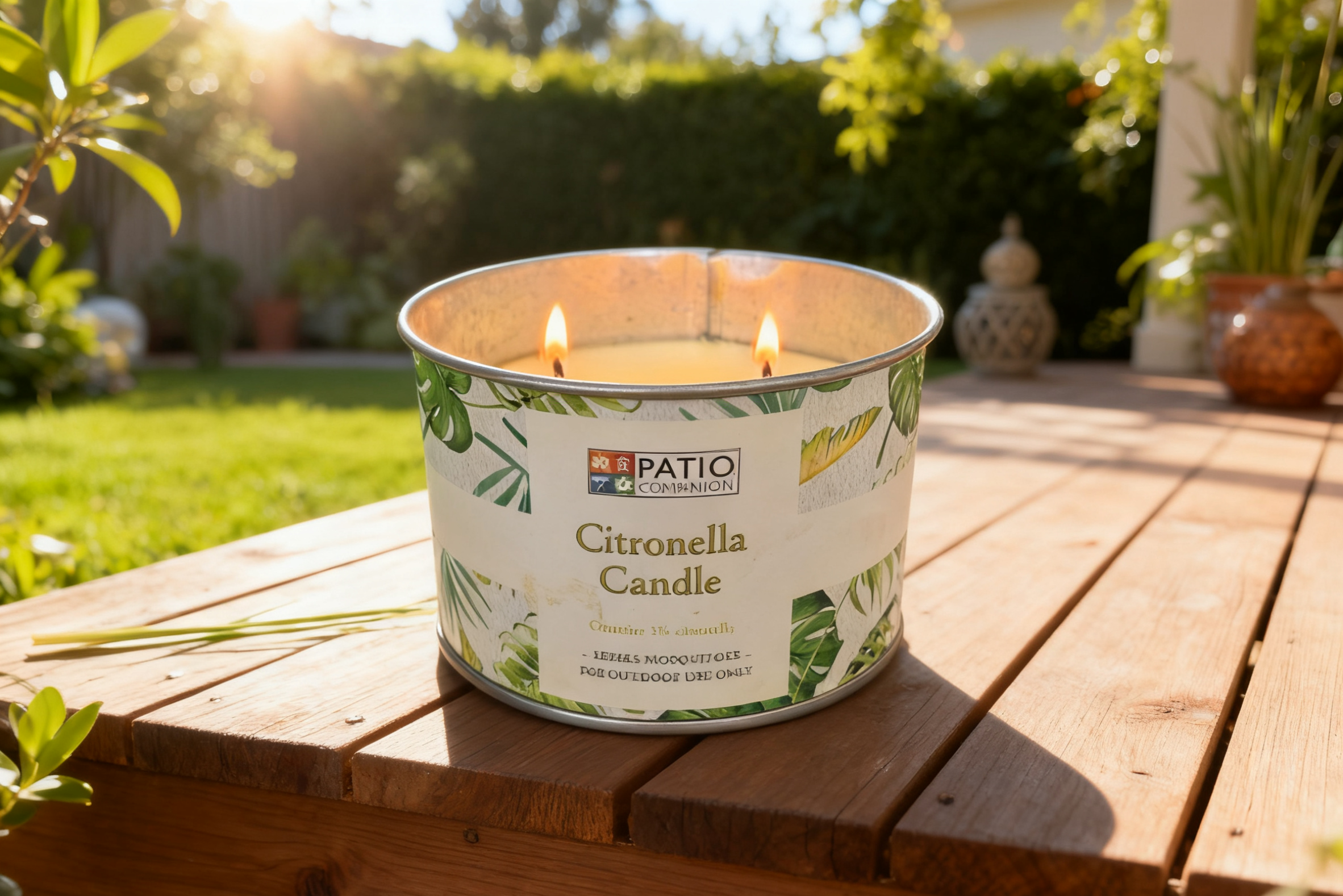 Large 2 wick Galvanized Tin Filled Candle with Printed Paper Wrap